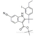 tert-butil 6-siyano-2- (2- (4-etil-3-iyodofenil) propan-2-il) -1 H-indol-3-karboksilat CAS 1256584-75-4